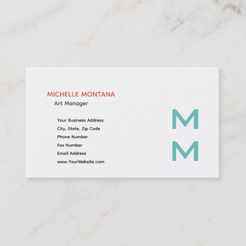 Stylish Monogram Modern Minimalist Plain Business Card