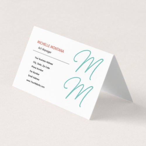 Stylish Monogram Modern Minimalist Plain Business Card
