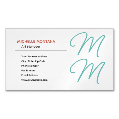 Stylish Monogram Modern Minimalist Plain Business Card Magnet