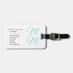Stylish Monogram Modern Minimalist Plain Luggage Tag