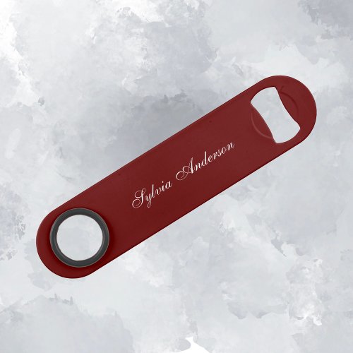 Stylish Monogram Modern Minimalist Red Bar Key