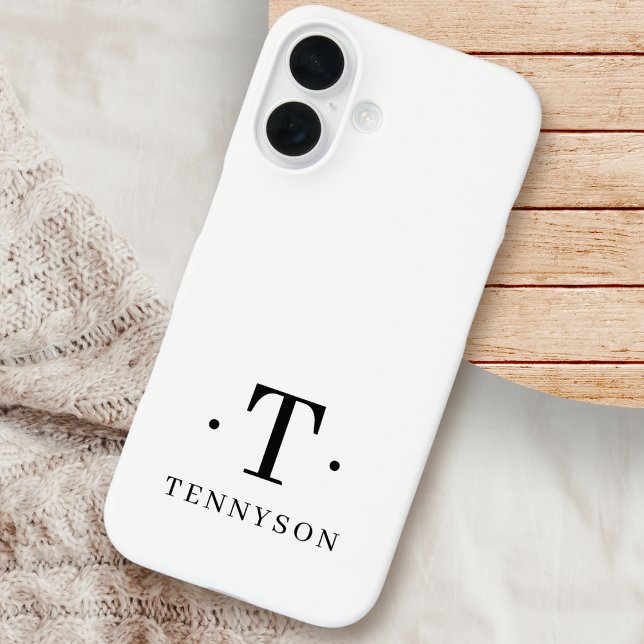 Stylish Monogram Modern Minimalist White  Case-Mate iPhone Case (Creator Uploaded)