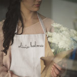 Stylish Monogram | Modern Minimalist White Script Apron<br><div class="desc">A simple stylish custom monogram design in an informal casual handwritten script typography in striking monochrome black and white. The monogram can easily be personalized to make a design as unique as you are! The perfect trendy bespoke gift or accessory for any occasion.</div>