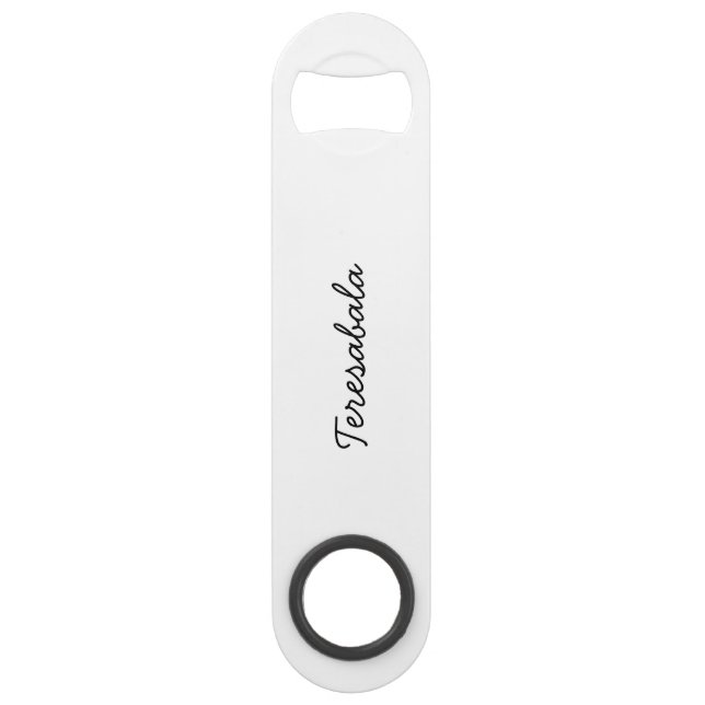 Stylish Monogram Modern Minimalist White Script Bar Key (Front)