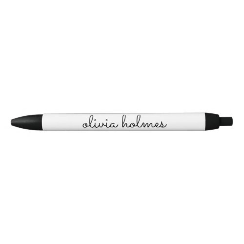 Stylish Monogram  Modern Minimalist White Script Black Ink Pen
