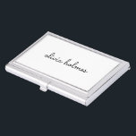 Stylish Monogram | Modern Minimalist White Script Business Card Case<br><div class="desc">A simple stylish custom monogram design in an informal casual handwritten script typography in striking monochrome black and white. The monogram can easily be personalized to make a design as unique as you are! The perfect trendy bespoke gift or accessory for any occasion.</div>