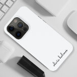 Stylish Monogram | Modern Minimalist White Script iPhone 15 Pro Case<br><div class="desc">A simple stylish custom monogram design in an informal casual handwritten script typography in striking monochrome black and white. The monogram can easily be personalized to make a design as unique as you are! The perfect trendy bespoke gift or accessory for any occasion.</div>