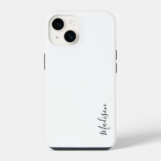 Stylish Monogram Modern Minimalist White Script iPhone 14 Case