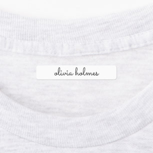 Stylish Monogram Modern Minimalist White Script Kids' Labels