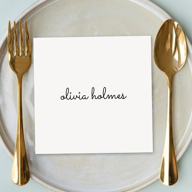 Stylish Monogram | Modern Minimalist White Script Napkins (Creator Uploaded)