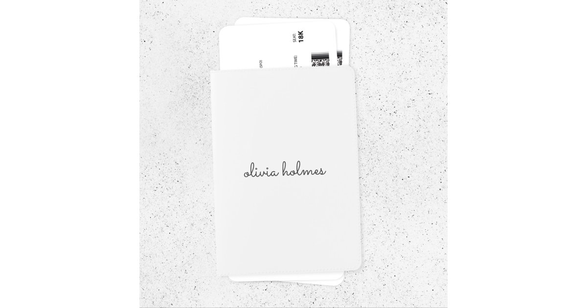 Stylish Monogram Modern Minimalist White Script Passport Holder Zazzle