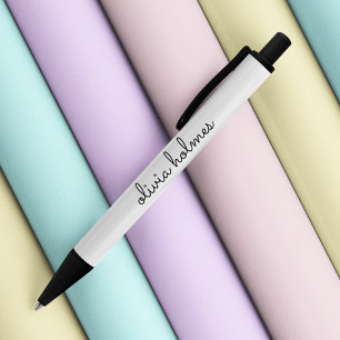 Stylish Monogram Modern Minimalist White Script Pen