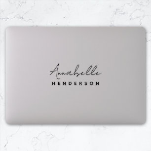 Stylish Monogram Modern Script Laptop Sticker