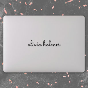 Stylish Monogram Modern Script Laptop Sticker