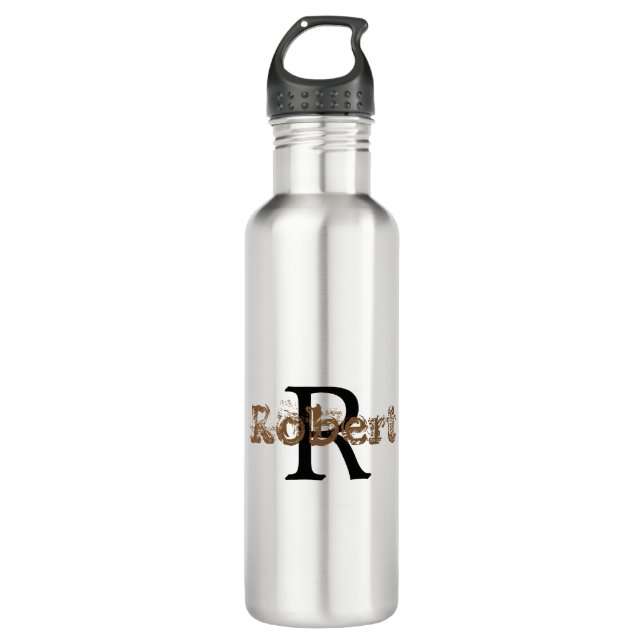 Stylish Monogram Name Initial Modern  Stainless Steel Water Bottle (Front)