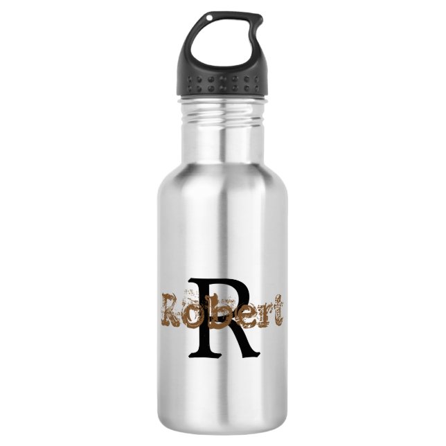 Stylish Monogram Name Initial Modern  Stainless Steel Water Bottle (Front)