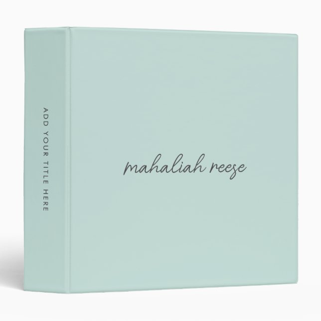 Stylish Monogram Ocean Spray Modern Script 3 Ring Binder (Front/Spine)