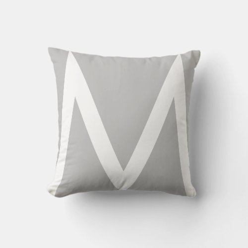Stylish Monogram on Light Silver Gray Throw Pillow