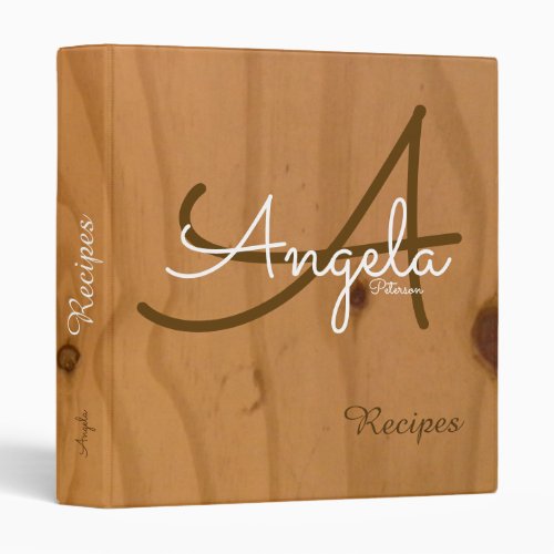 stylish monogram on wood my recipes_book binder