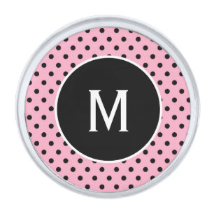 Stylish Monogram Pink and Black Lapel Pin