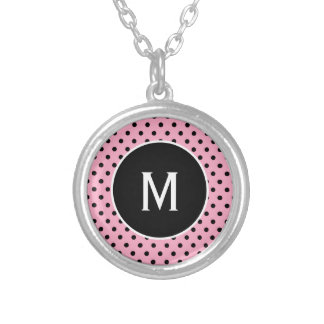 Stylish Monogram Pink and Black Necklace