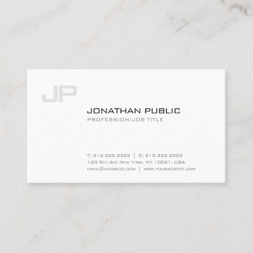 Stylish Monogram Plain Simple Modern Professional Business Card