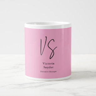 Stylish Monogram Professional Light Pink Giant Coffee Mug