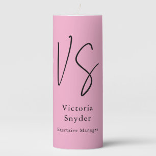Stylish Monogram Professional Light Pink Pillar Candle