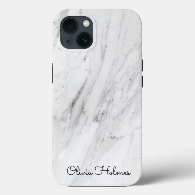  Stylish Monogram Script | White Marble Case-Mate iPhone Case (Back)