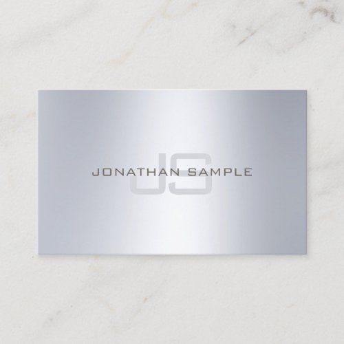 Stylish Monogram Silver Look Simple Plain Luxury Business Card