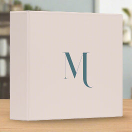 Stylish Monogram Typography Clean Simple Pink 3 Ring Binder