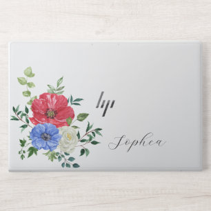 Stylish Monogram Watercolor Floral HP Laptop Skin