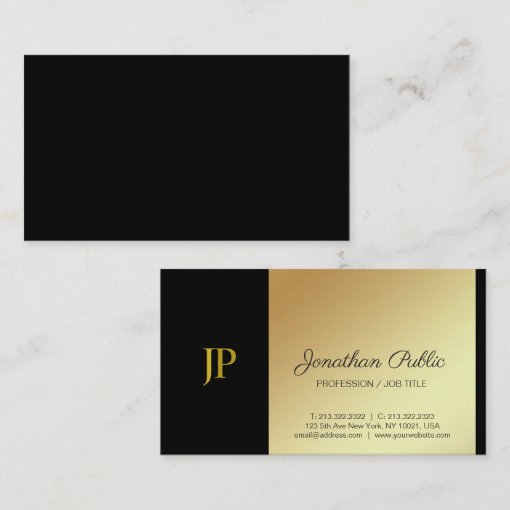 Stylish Monogram White and Gold Plain Luxury Business Card | Zazzle