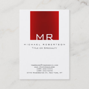 Stylish Monogram White Dark Red Business Card