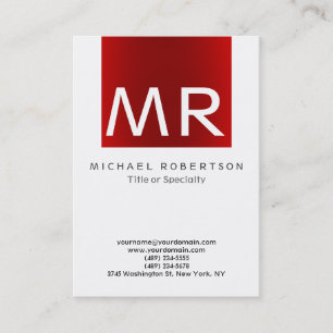 Stylish Monogram White Red Stripe Business Card