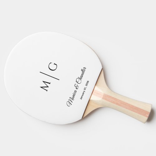 Stylish Monogram With Couple Name Elegant Ping Pong Paddle