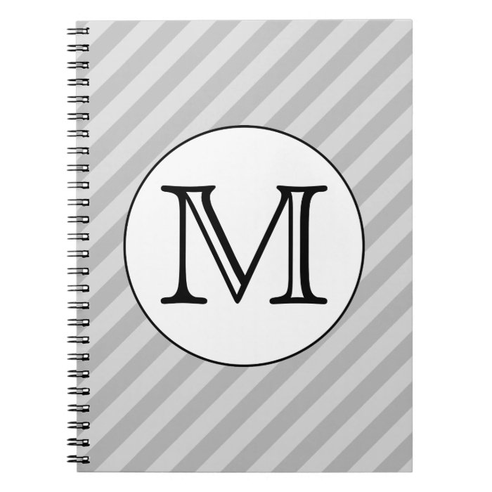 Stylish Monogram with Gray Stripes. Custom. Note Book