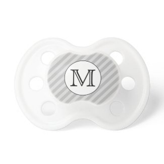 Stylish Monogram with Gray Stripes. Custom. Baby Pacifiers