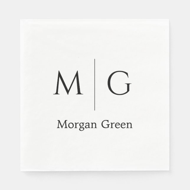 Stylish Monogram with Name Design White Napkins (Front)