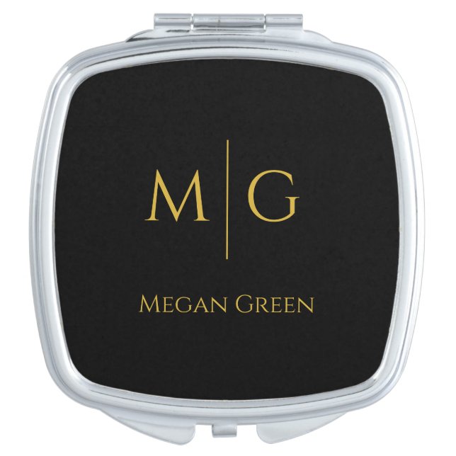 Stylish Monogram With Name Personalized Compact Mirror (Front)
