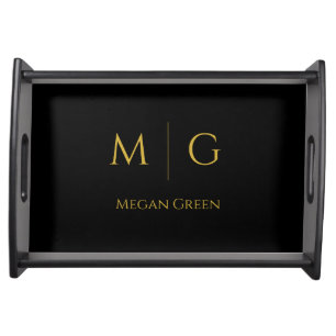 Stylish Monogram With Name Personalized Serving Tray