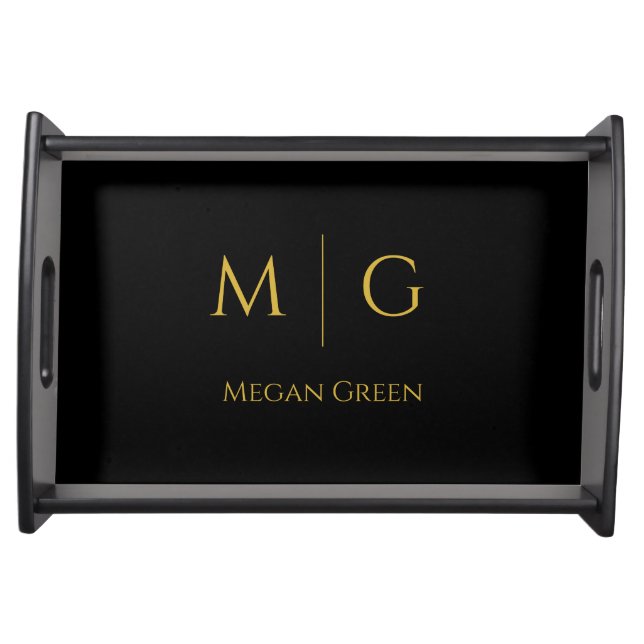 Stylish Monogram With Name Personalized Serving Tray (Front)