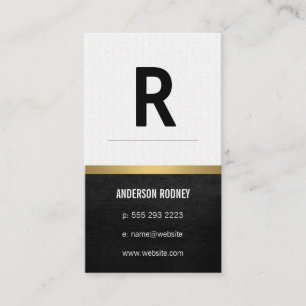 Stylish Monogram with Pattern Leather Gold Trim Business Card