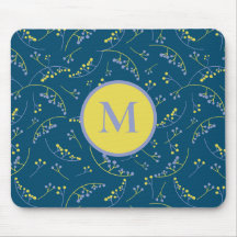 Stylish monogram yellow lilac berry pattern