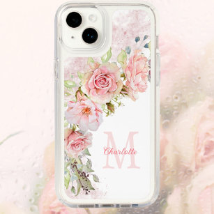Stylish Monogramed Girly Pink Roses  Speck iPhone 14 Plus Case