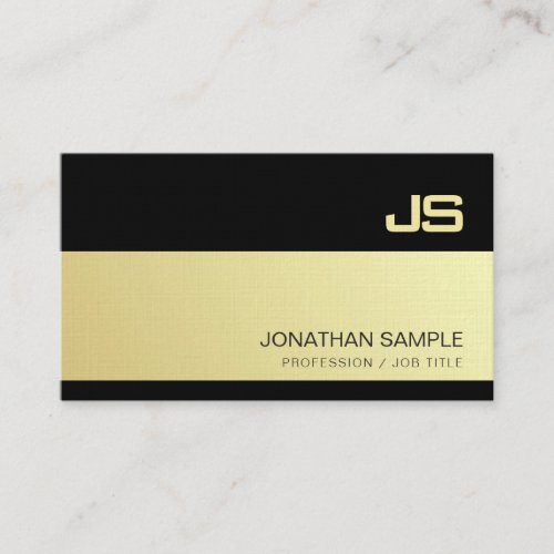 Stylish Monogrammed Black Gold Design Plain Luxury Business Card