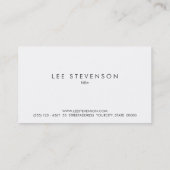 Stylish Monogrammed Black Linen Look Professional Business Card (Back)