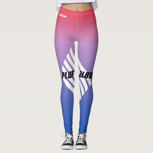 Stylish monogrammed blue pink gradient workout  leggings