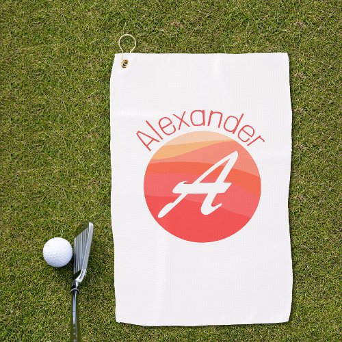 Stylish monogrammed  colored letter A golf towel
