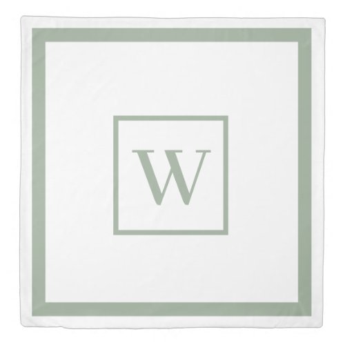 Stylish monogrammed dusty green  duvet cover